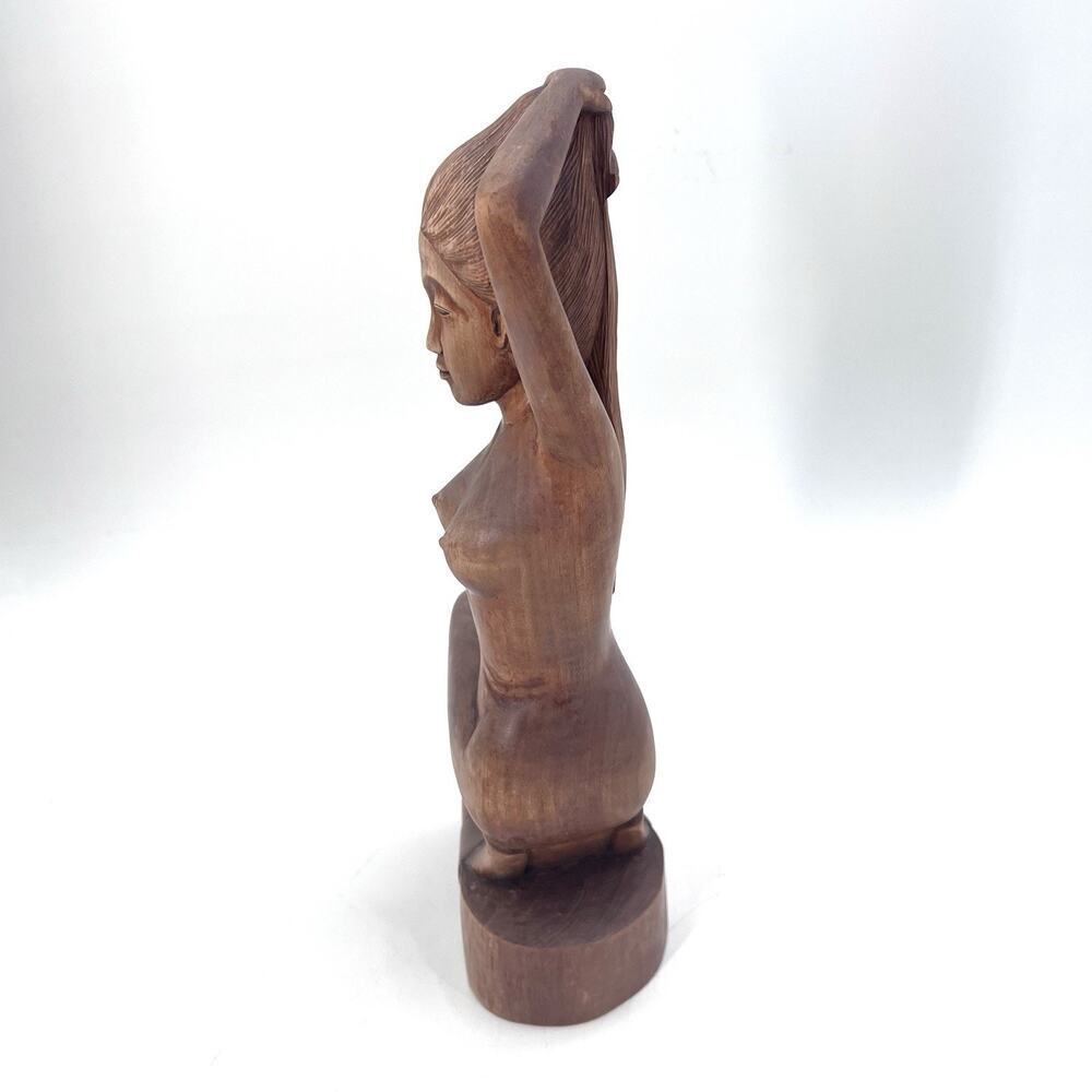 Vintage Balinese Hand Carved Wood Posing Woman Statue Bali Indonesian Art - Picture 4 of 8
